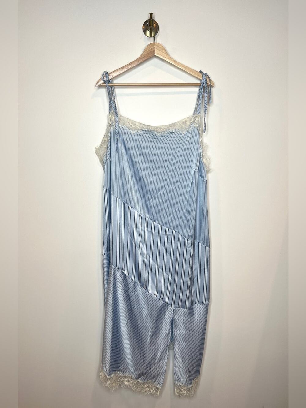 NWT Future Collective Blue Stripe Lace Trim Slip Dress 3X